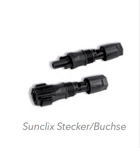 4 Sunclix Stecker und 4 Sunclix Buchsen (ohne Spezialwerkzeuk nutzbar)